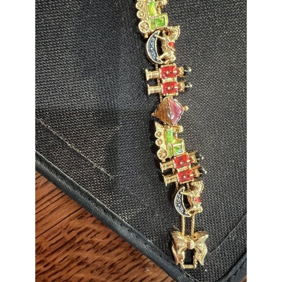 Vintage Signed S.P. Gold Tone Sliding Christmas Charm Bracelet 6.5” - Picture 3 of 6
